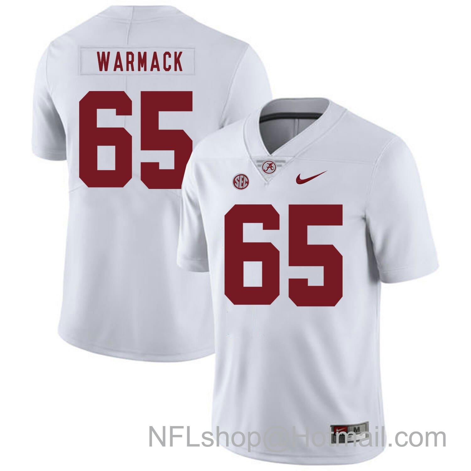 Men's Nike Alabama Crimson Tide #65 Chance Warmack College Football Jersey White