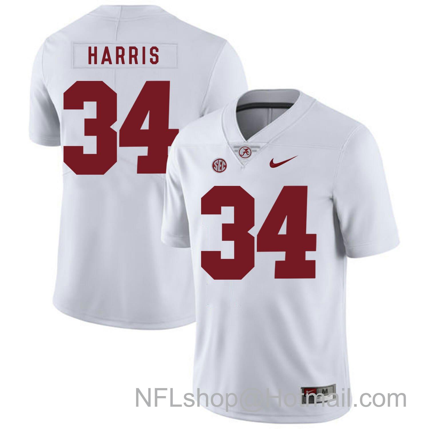 Men's Nike Alabama Crimson Tide #34 Damien Harris College Football Jersey White