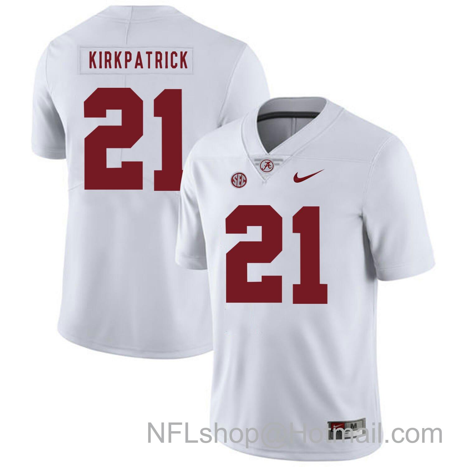 Men's Nike Alabama Crimson Tide #21 Dre Kirkpatrick College Football Jersey White