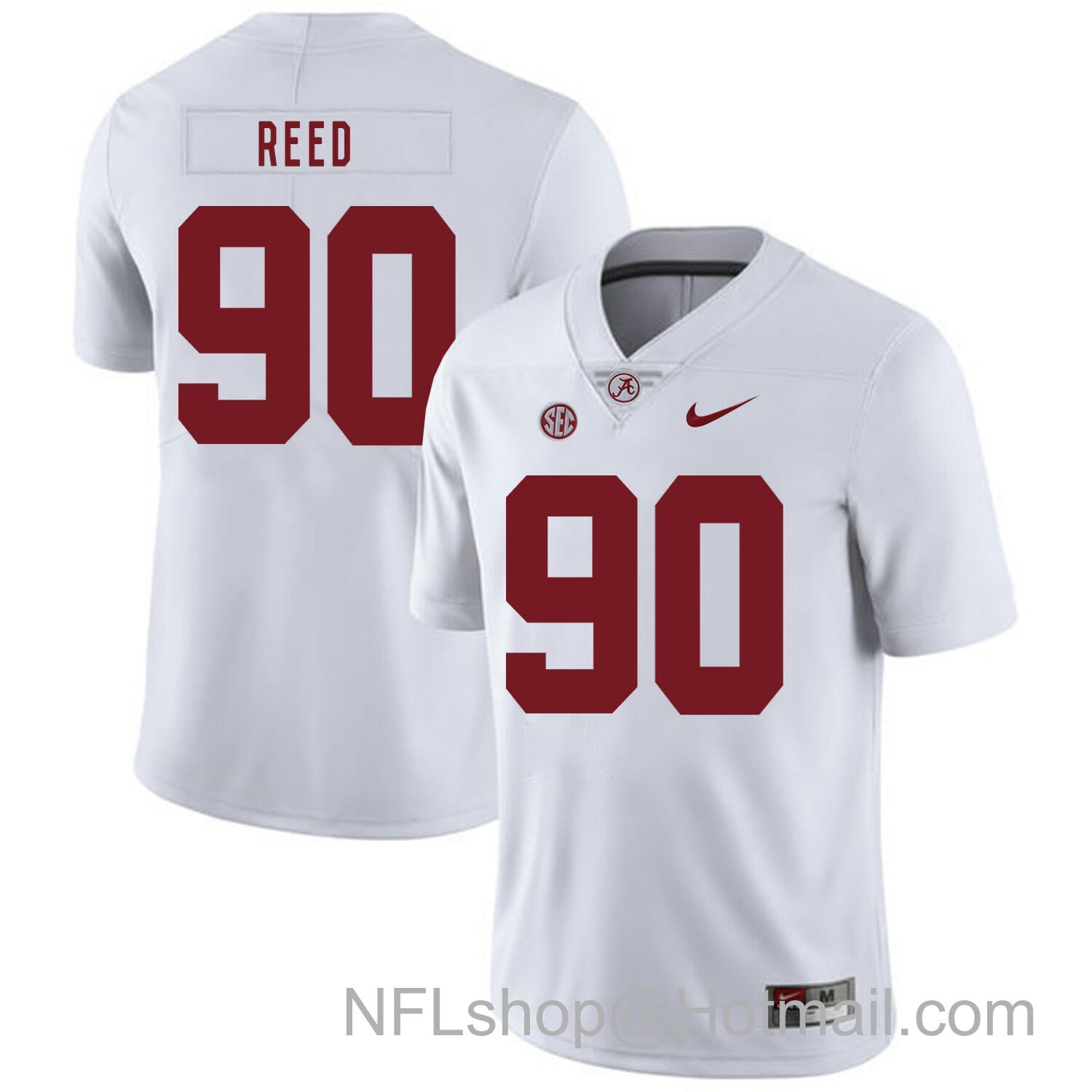 Men's Nike Alabama Crimson Tide #90 Jarran Reed College Football Jersey White