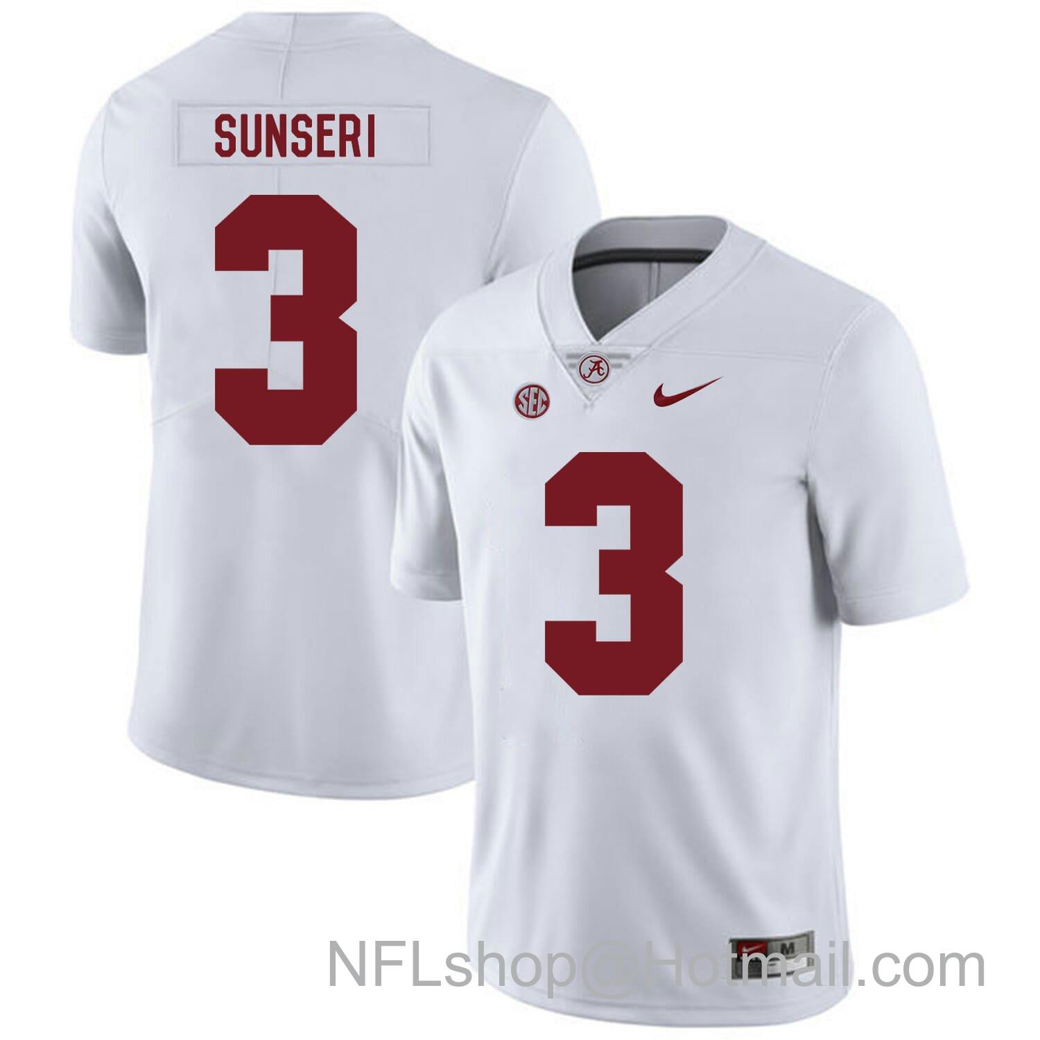 Men's Nike Alabama Crimson Tide #3 Vinnie Sunseri College Football Jersey White