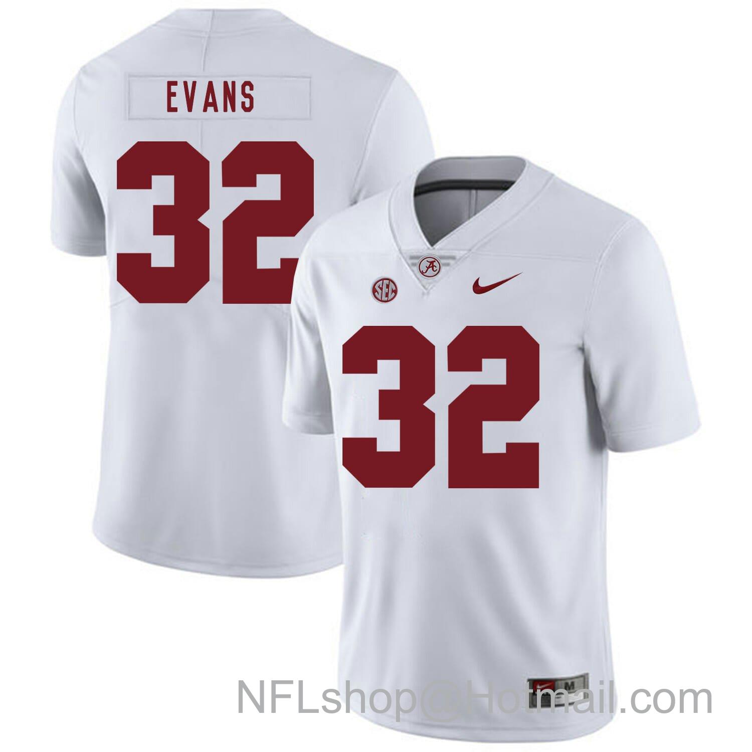 Men's Nike Alabama Crimson Tide #32 Rashaan Evans College Football Jersey White