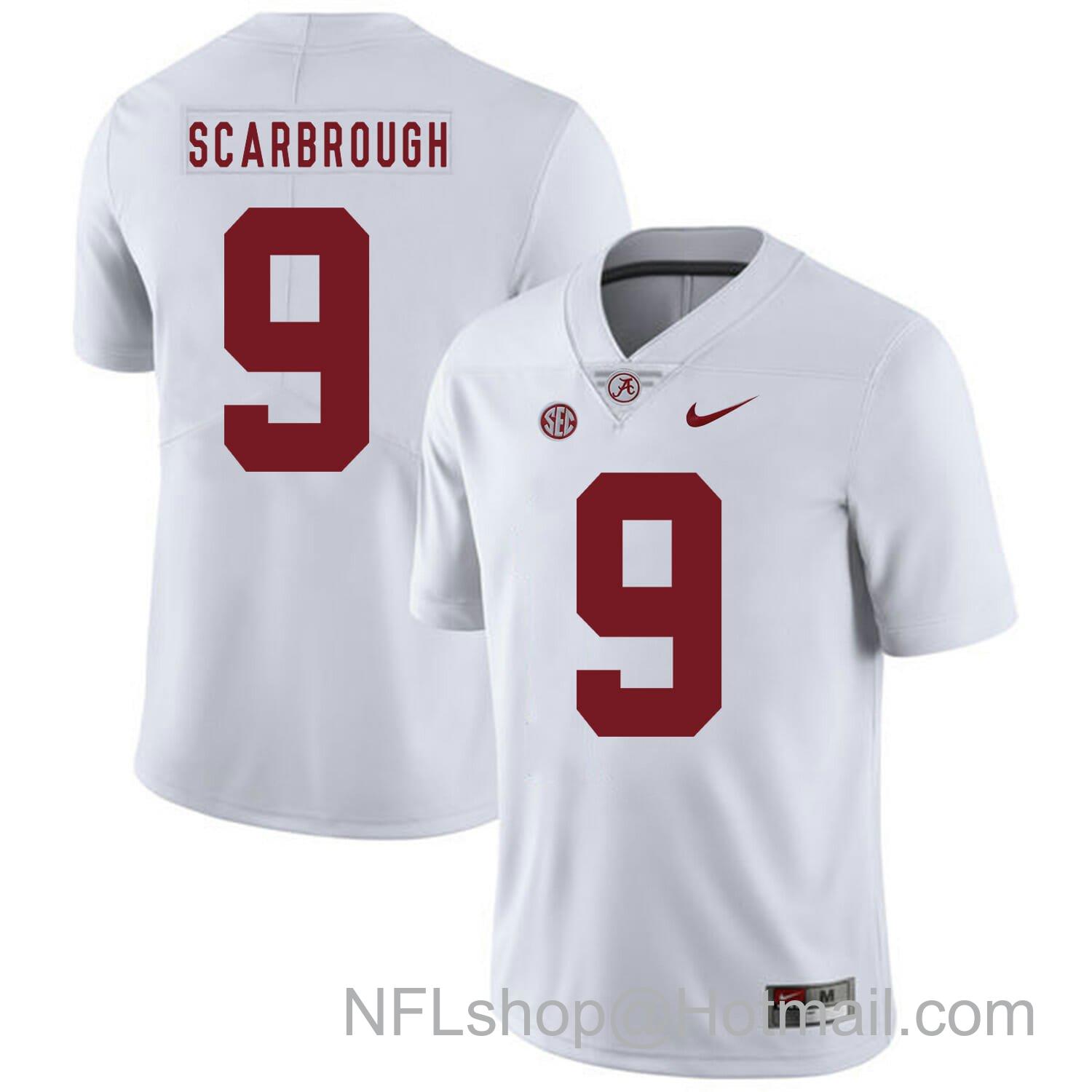 Men's Nike Alabama Crimson Tide #9 Bo Scarbrough College Football Jersey White