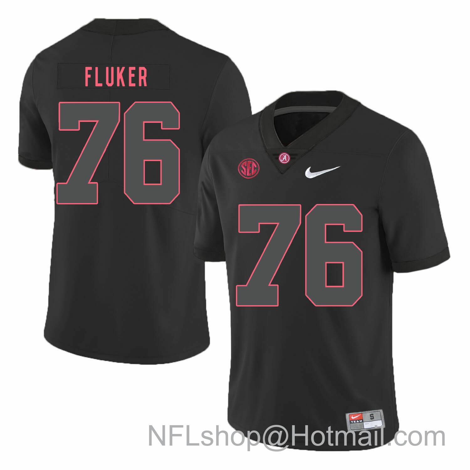 Men's Nike Alabama Crimson Tide #76 D.J. Fluker College Football Jersey Black