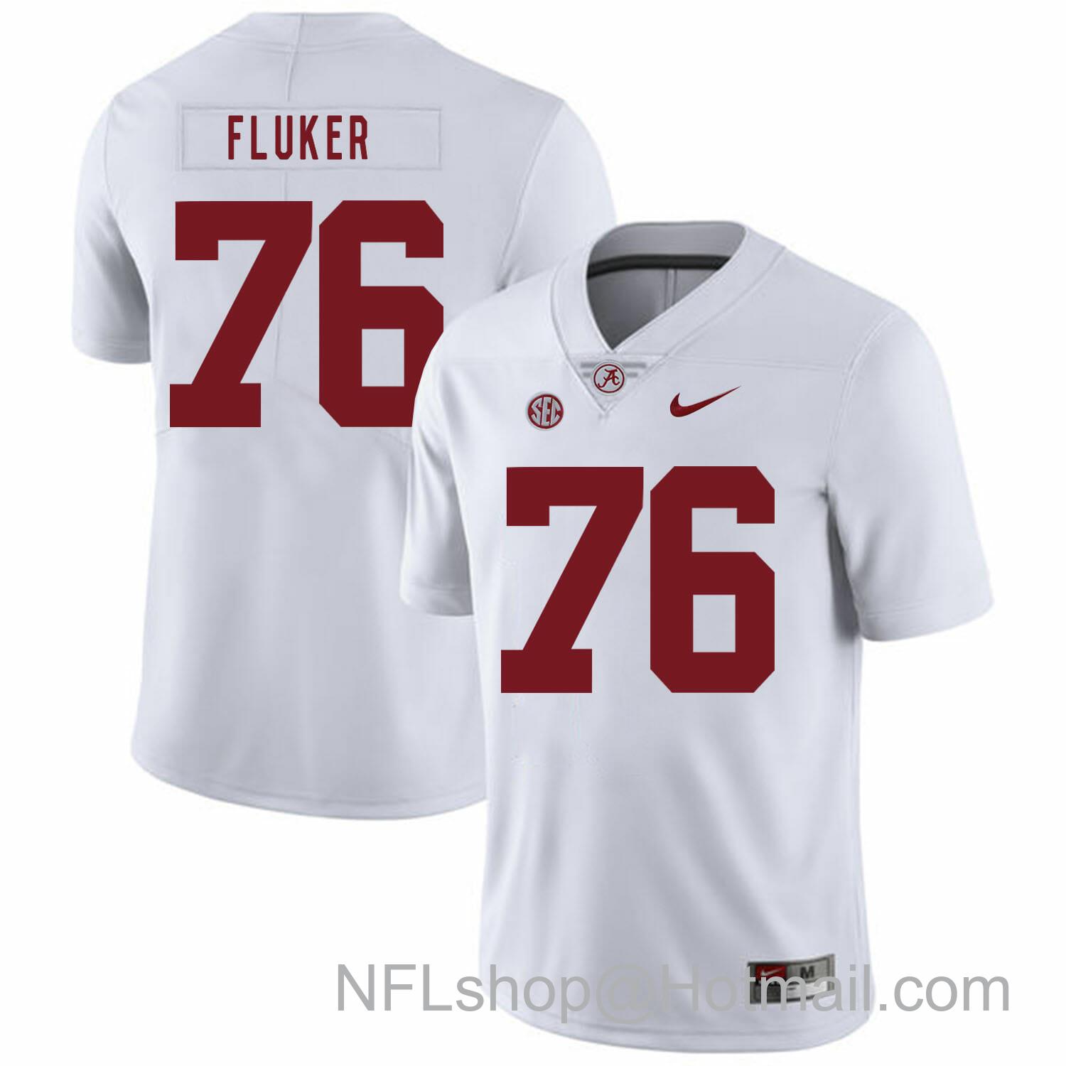 Men's Nike Alabama Crimson Tide #76 D.J. Fluker College Football Jersey White