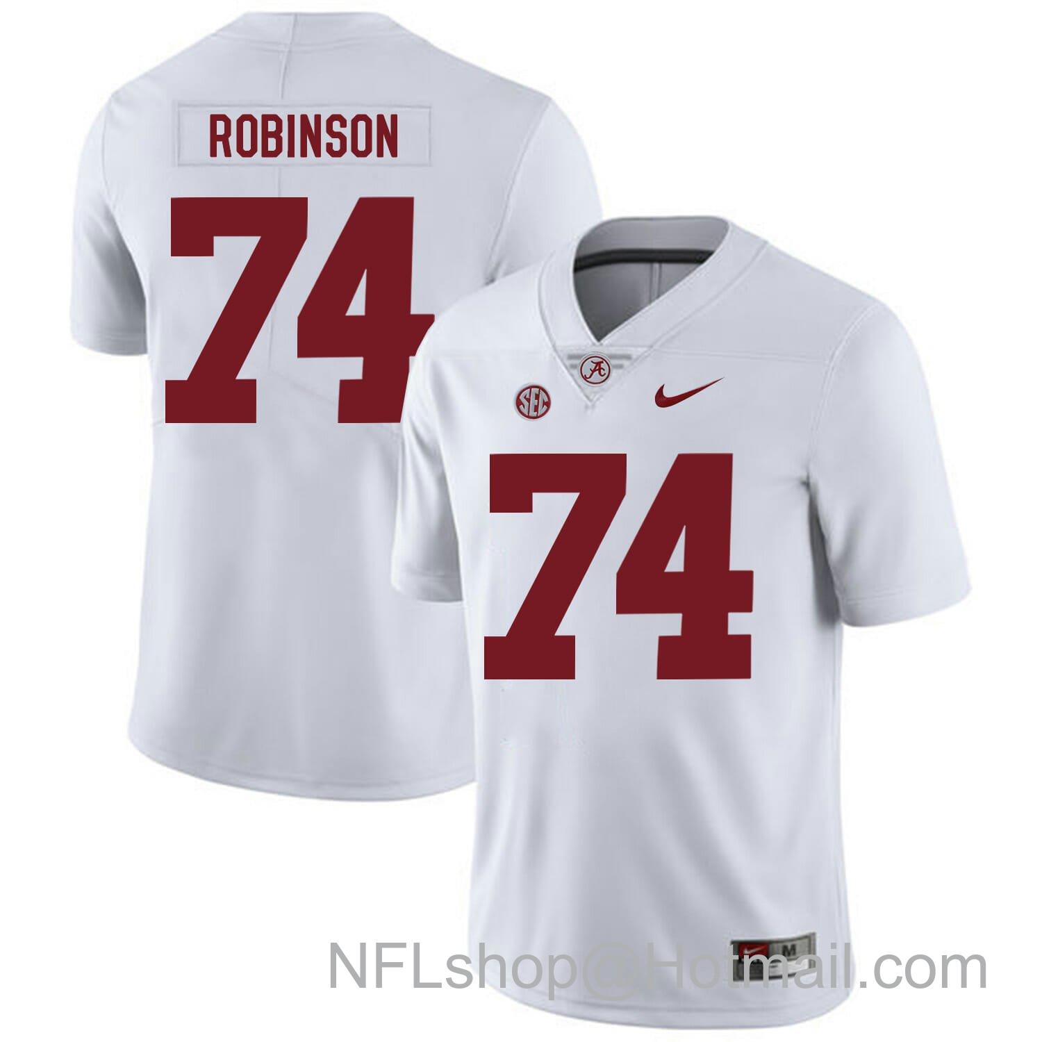 Men's Nike Alabama Crimson Tide #74 Cam Robinson College Football Jersey White