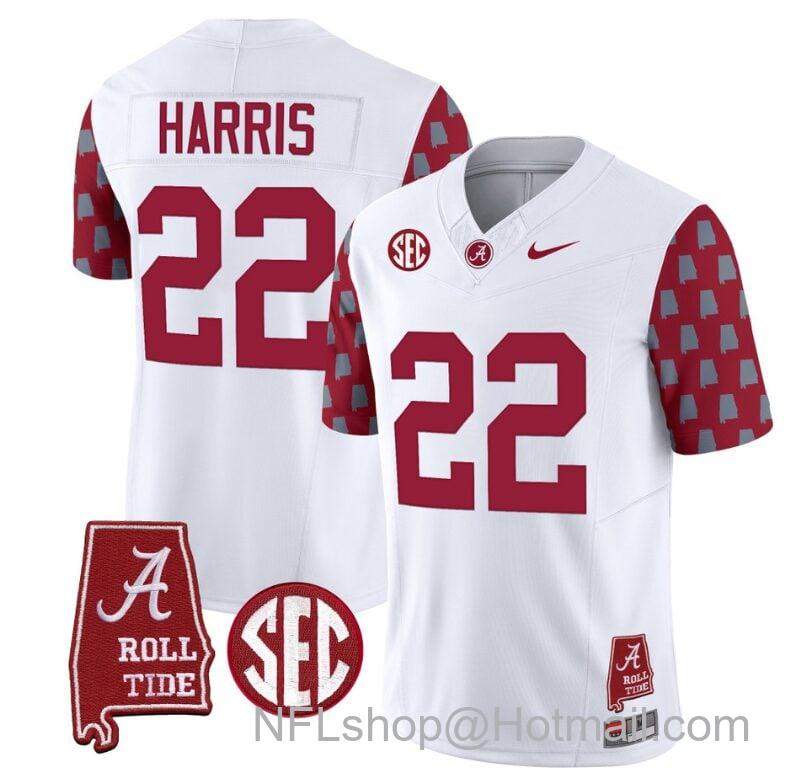 Men's Nike Najee Harris Jersey #22 Alabama Crimson Tide Vapor College Football Limited Stitched Crimson Sleeves