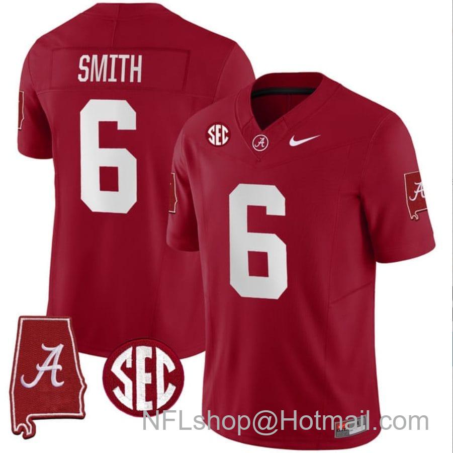 Men's Nike DeVonta Smith Jersey #6 Alabama Crimson Tide Vapor Stitched Football Alabama Map Crimson