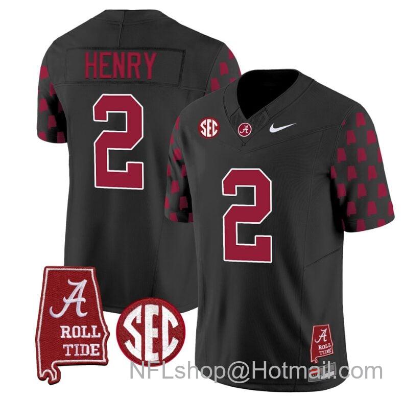 Men's Nike Derrick Henry Jersey #2 Alabama Crimson Tide Vapor College Football Limited Stitched Black