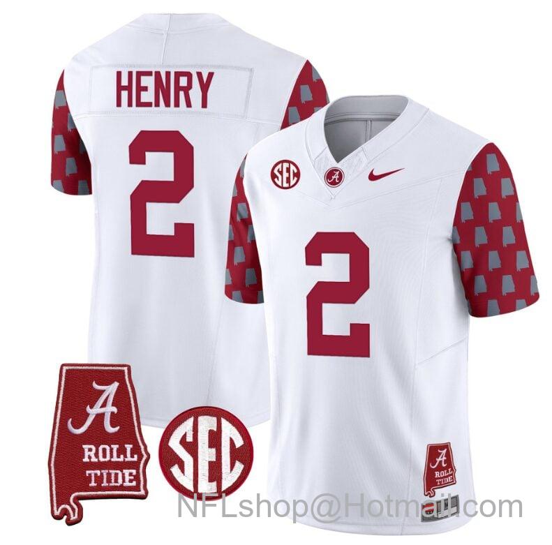 Men's Nike Derrick Henry Jersey #2 Alabama Crimson Tide Vapor College Football Limited Stitched Crimson Sleeves