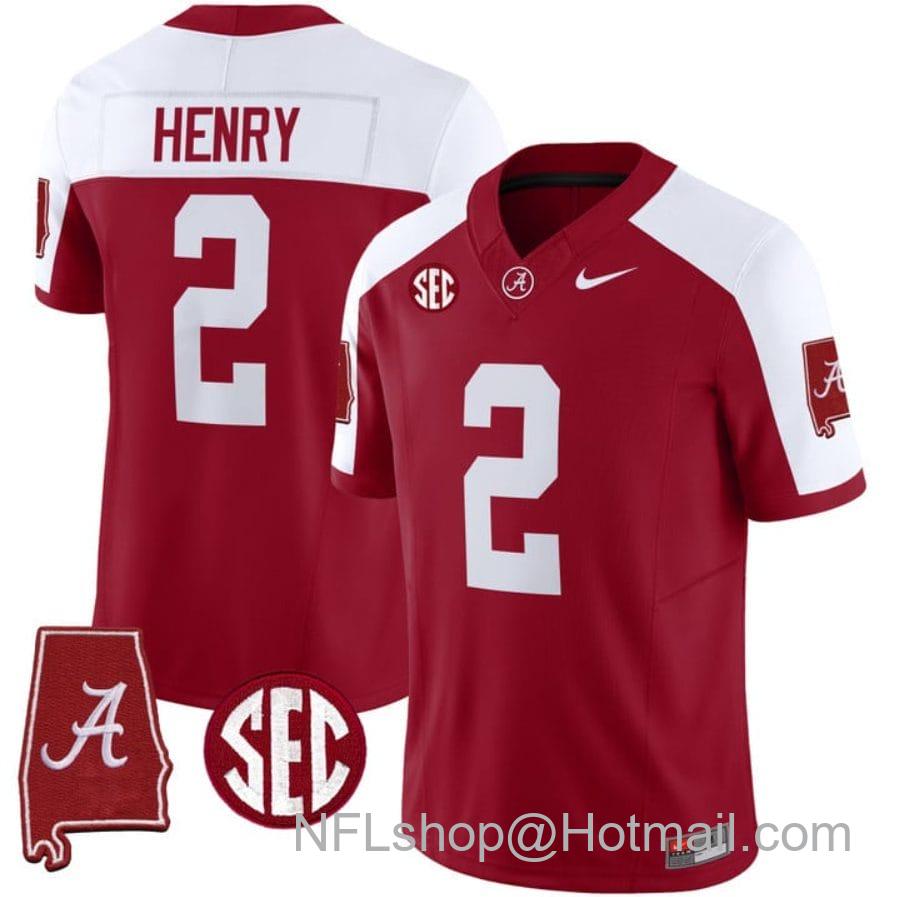 Men's Nike Derrick Henry Jersey #2 Alabama Crimson Tide Vapor Stitched Football Alabama Map Alternate