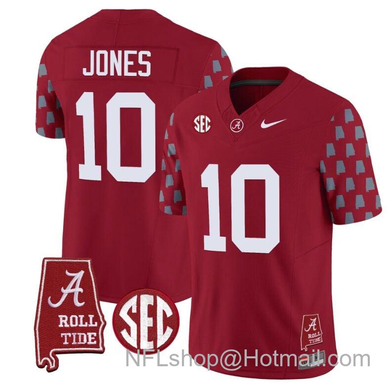 Men's Nike Mac Jones Jersey #10 Alabama Crimson Tide Vapor College Football Limited Stitched Crimson