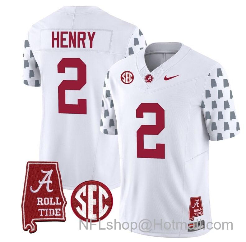 Men's Nike Derrick Henry Jersey #2 Alabama Crimson Tide Vapor College Football Limited Stitched White