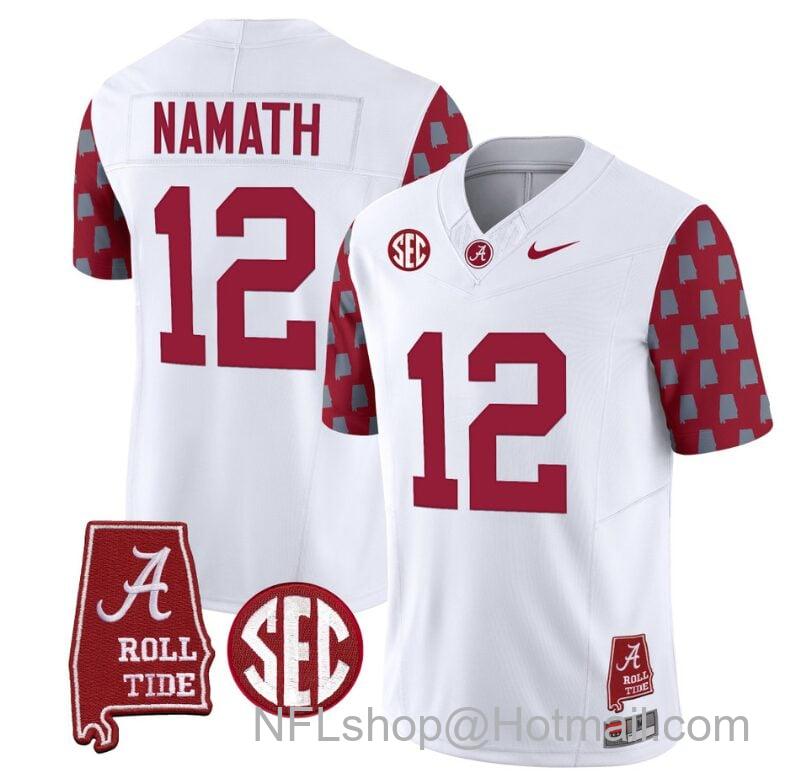 Men's Nike Joe Namath Jersey #12 Alabama Crimson Tide Vapor College Football Limited Stitched Crimson Sleeves