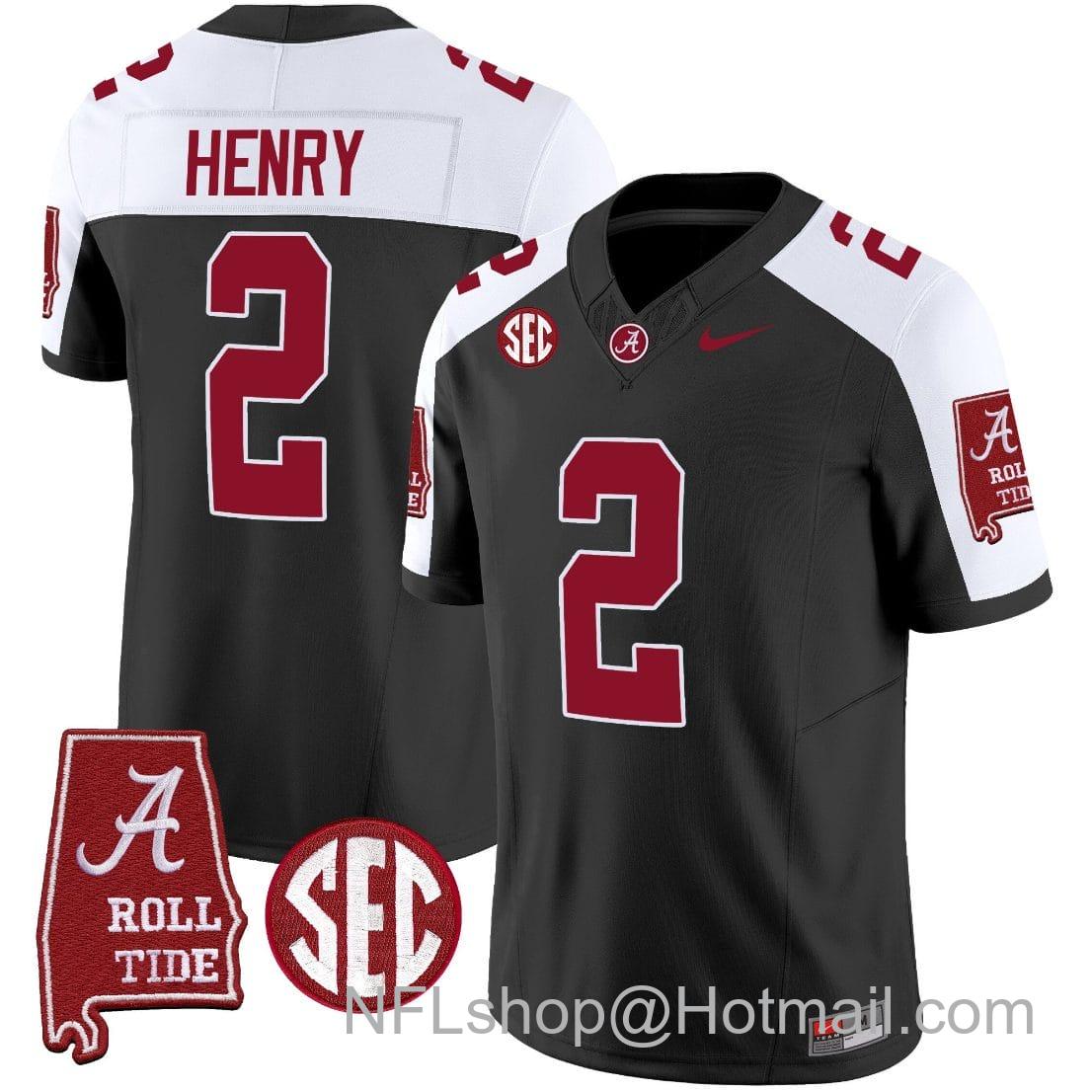 Men's Nike Derrick Henry Jersey #2 Alabama Crimson Tide Vapor Limited Football Alabama Map Black Alternate