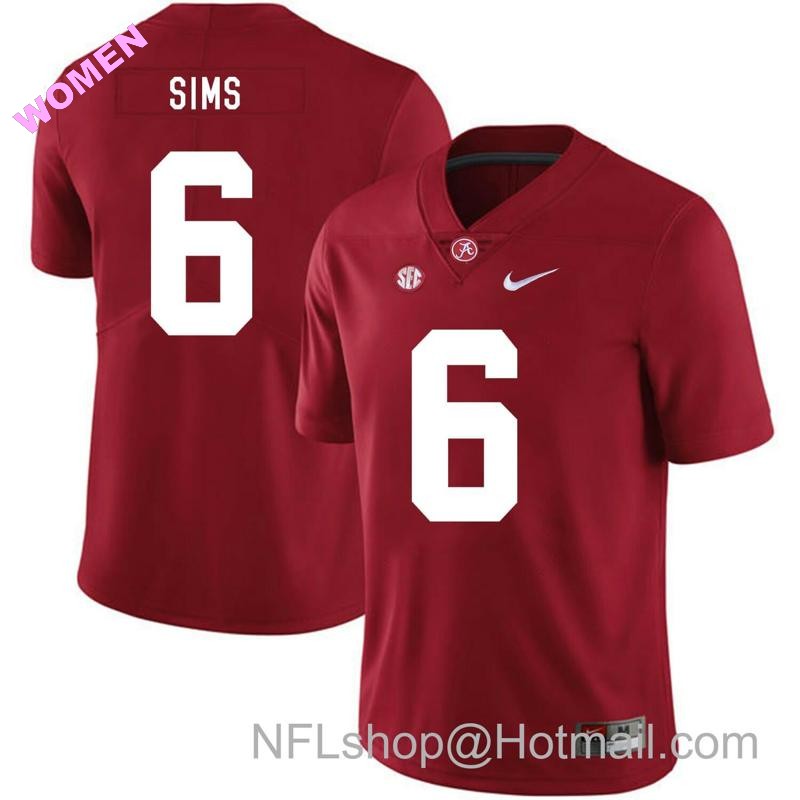 Women's Nike Alabama Crimson Tide #6 Blake Sims College Football Jersey Red