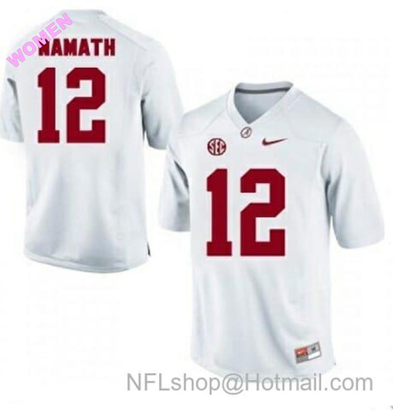 Women's Nike Alabama Crimson Tide #12 Joe Namath NCAA Football Jersey White