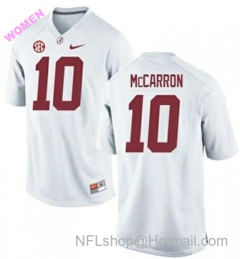 Women's Nike Alabama Crimson Tide #10 AJ McCarron NCAA Football Jersey White