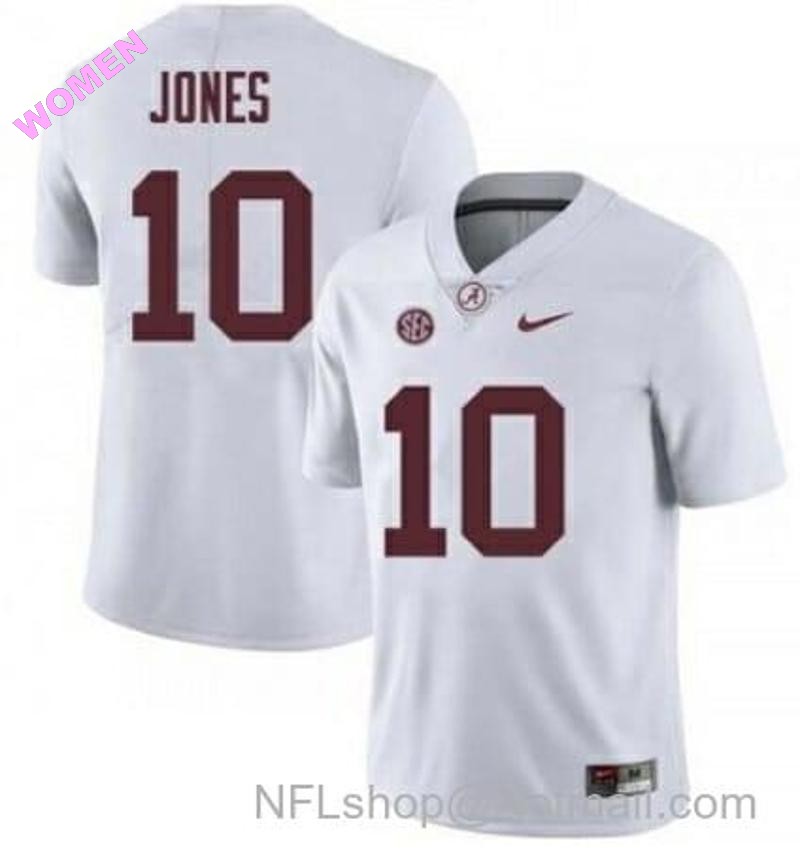 Women's Nike Alabama Crimson Tide #10 Mac Jones Football White Jersey