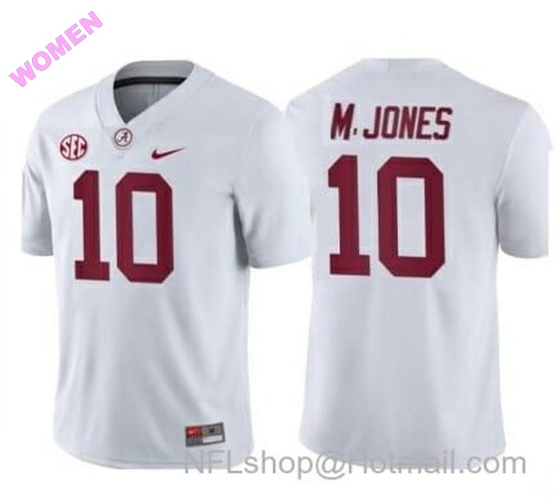 Women's Nike Alabama Crimson Tide #10 Mac Jones Football Jersey White