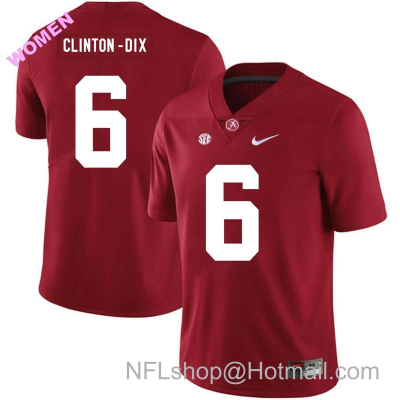 Women's Nike Alabama Crimson Tide #6 Clinton Dix College Football Jersey Red