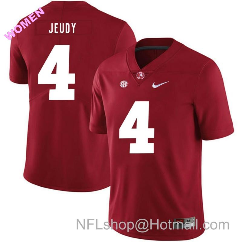 Women's Nike Alabama Crimson Tide #4 Jerry Jeudy College Football Jersey Red