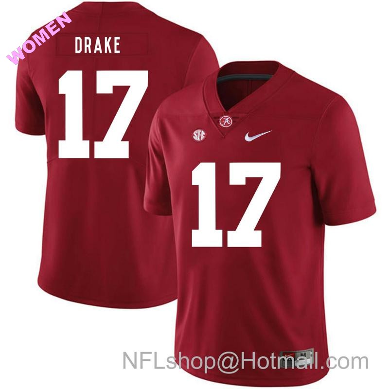 Women's Nike Alabama Crimson Tide #17 Kenyan Drake College Football Jersey Red