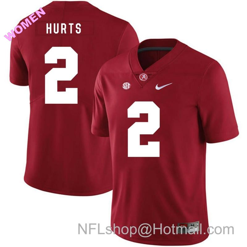 Women's Nike Alabama Crimson Tide #2 Jalen Hurts College Football Jersey Red