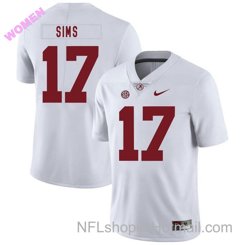 Women's Nike Alabama Crimson Tide #17 Cam Sims College Football Jersey White