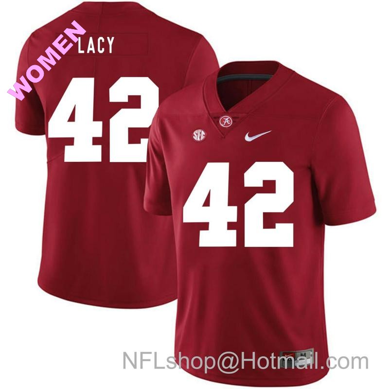 Women's Nike Alabama Crimson Tide #42 Eddie Lacy College Football Jersey Red