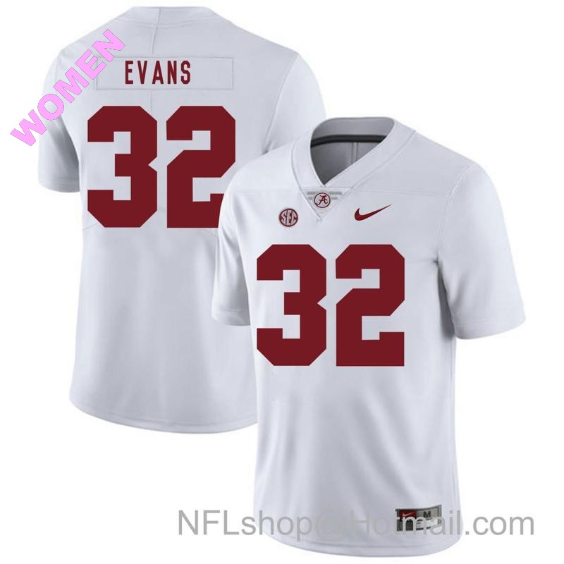 Women's Nike Alabama Crimson Tide #32 Rashaan Evans College Football Jersey White