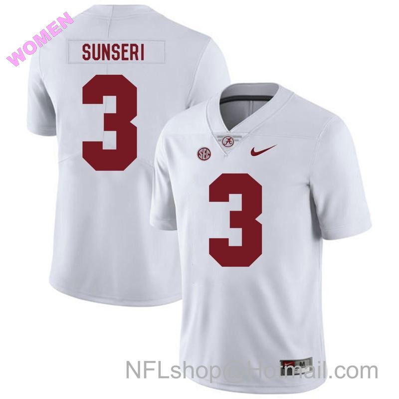 Women's Nike Alabama Crimson Tide #3 Vinnie Sunseri College Football Jersey White