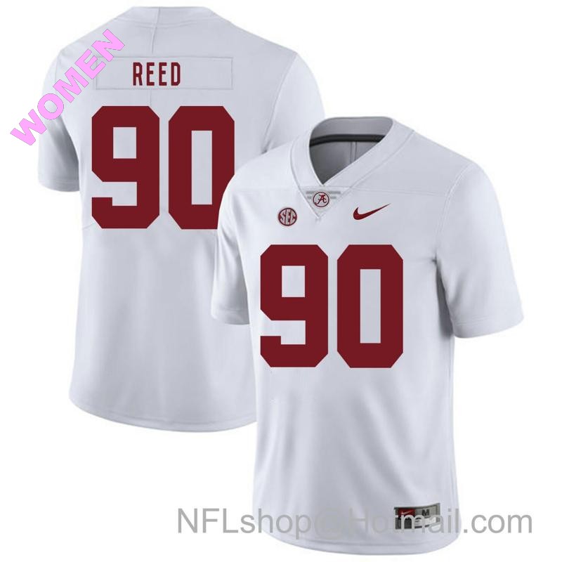 Women's Nike Alabama Crimson Tide #90 Jarran Reed College Football Jersey White