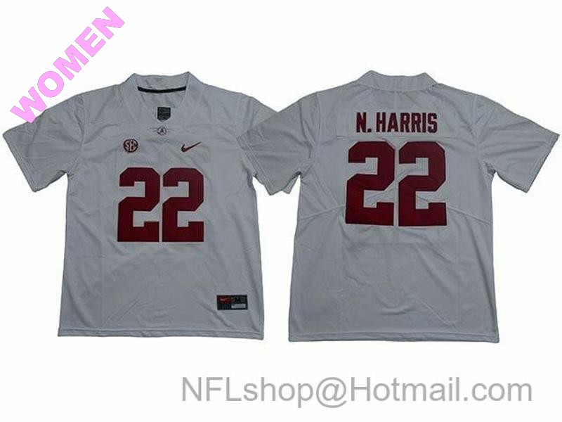 Women's Nike Alabama Crimson Tide #22 Najee Harris College Football Jersey White