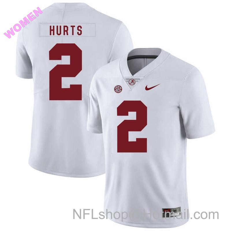 Women's Nike Alabama Crimson Tide #2 Jalen Hurts College Football Jersey White