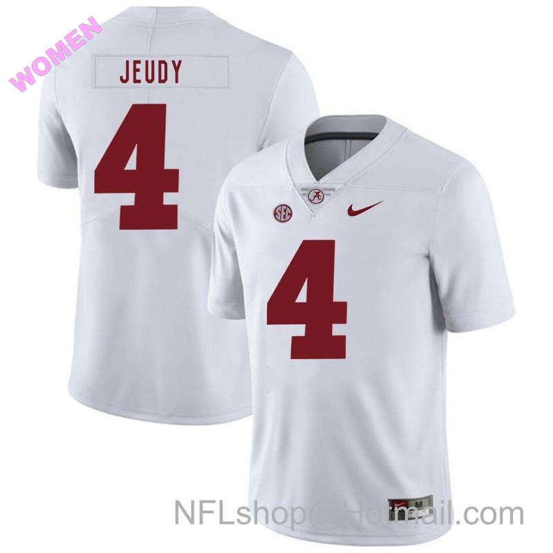 Women's Nike Alabama Crimson Tide #4 Jerry Jeudy College Football Jersey White