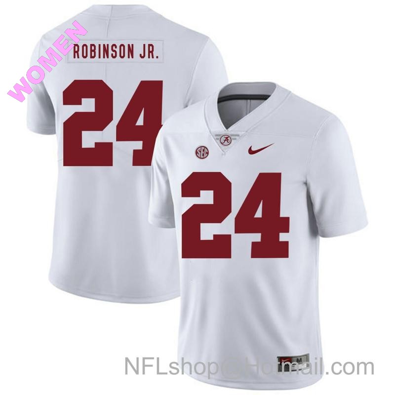 Women's Nike Alabama Crimson Tide #24 Brian Robinson Jr. Football Jersey White