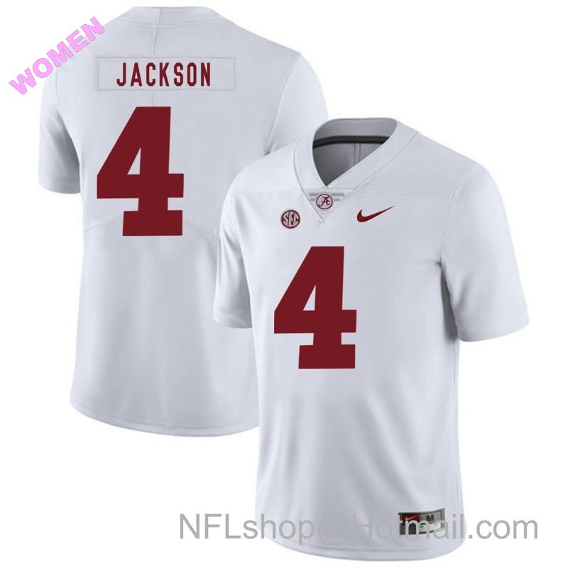 Women's Nike Alabama Crimson Tide #4 Eddie Jackson College Football Jersey White