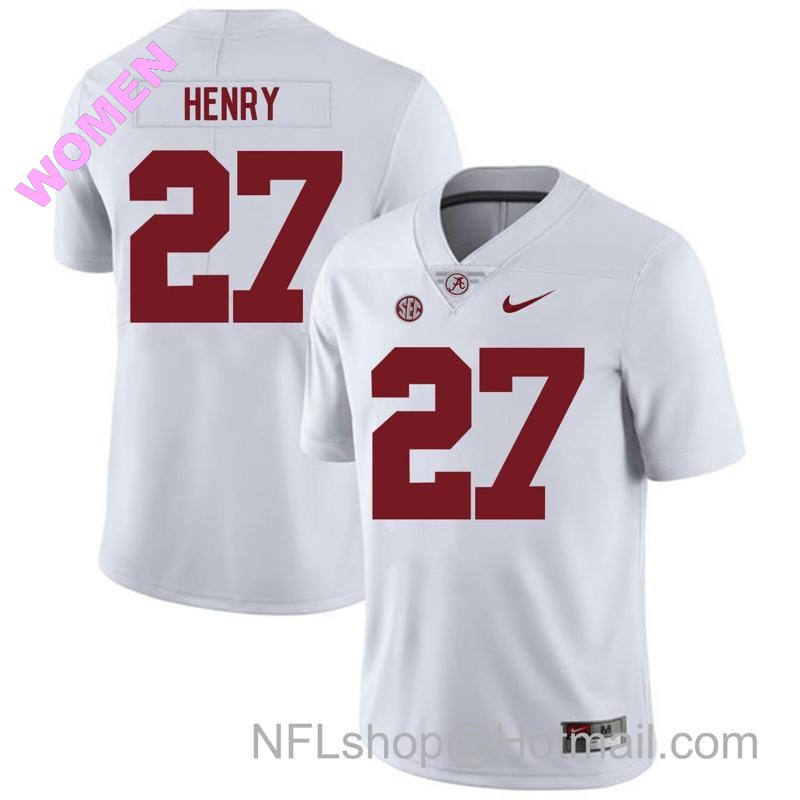 Women's Nike Alabama Crimson Tide #27 Derrick Henry College Football Jersey White