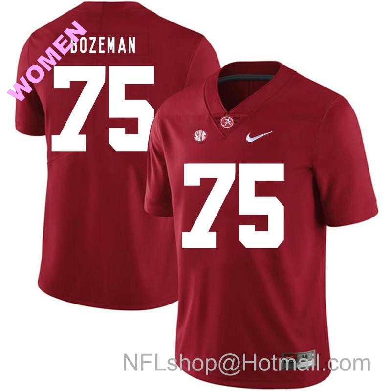 Women's Nike Alabama Crimson Tide #75 Bradley Bozeman College Football Jersey Red