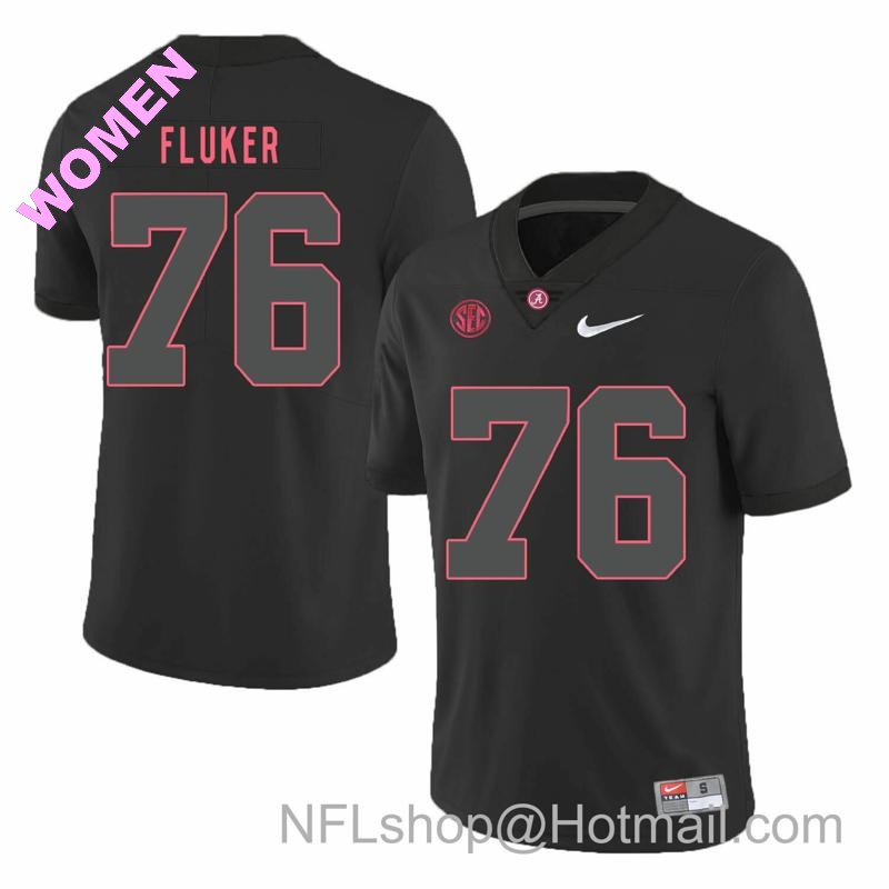 Women's Nike Alabama Crimson Tide #76 D.J. Fluker College Football Jersey Black