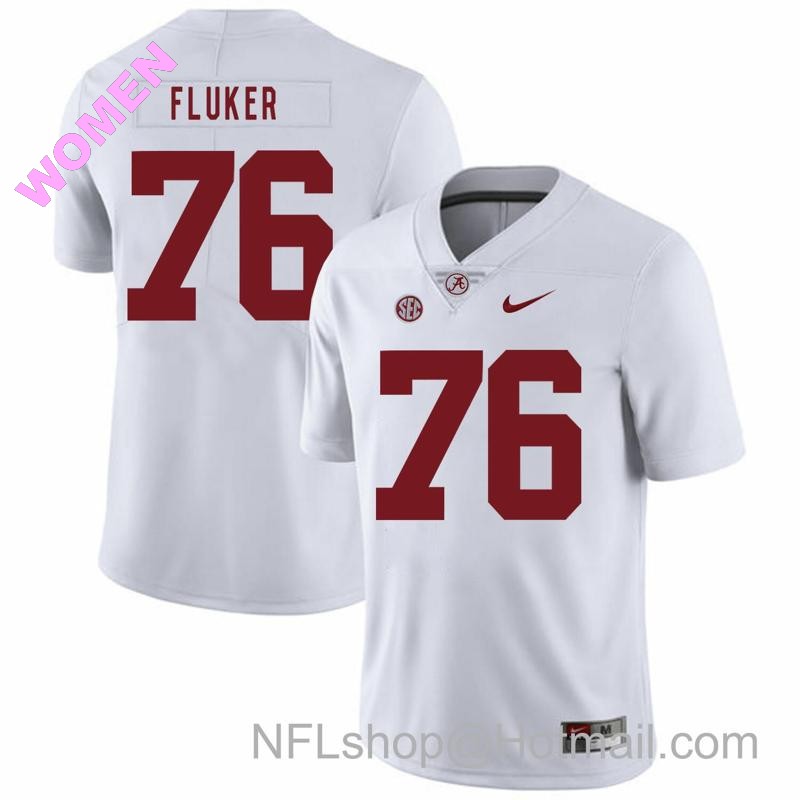 Women's Nike Alabama Crimson Tide #76 D.J. Fluker College Football Jersey White