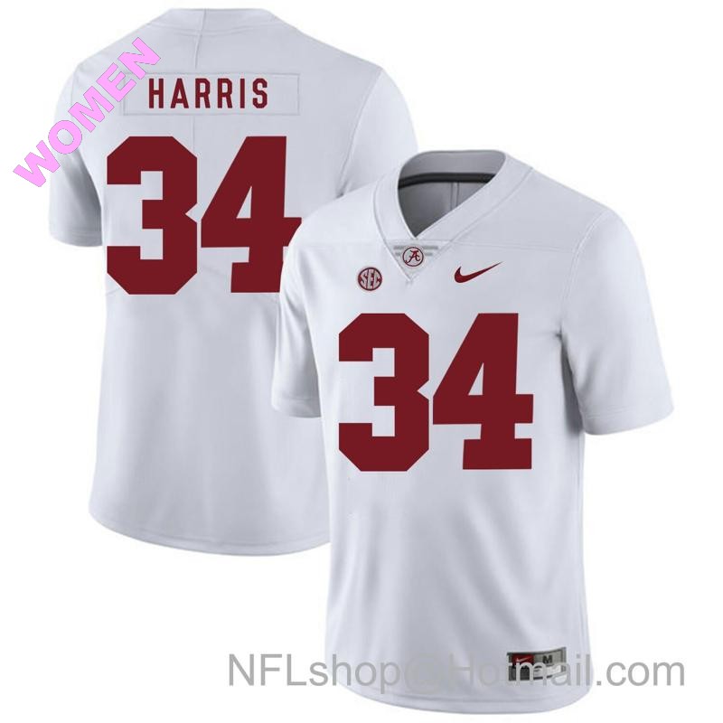 Women's Nike Alabama Crimson Tide #34 Damien Harris College Football Jersey White