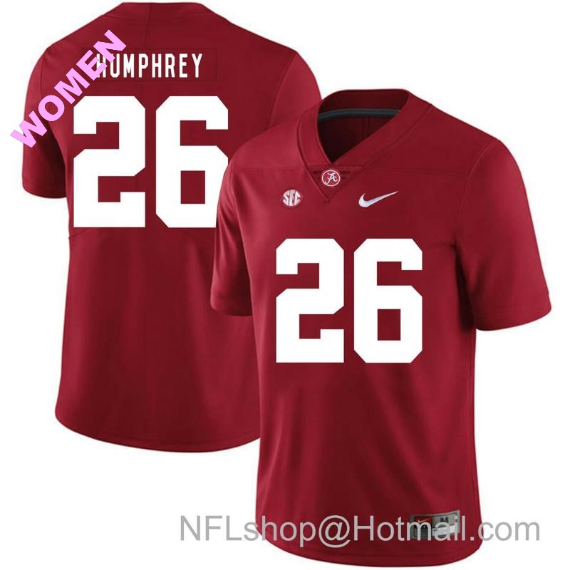 Women's Nike Alabama Crimson Tide #26 Marlon Humphrey College Football Jersey Red