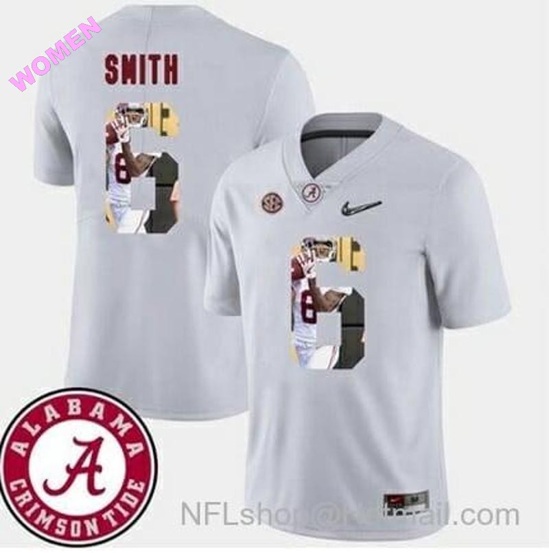 Women's Nike Alabama Crimson Tide #6 DeVonta Smith College Football White Jersey