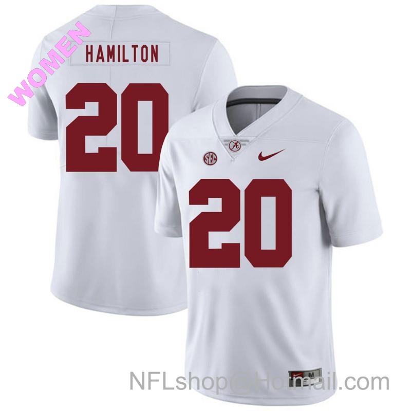 Women's Nike Alabama Crimson Tide #20 Shaun Dion Hamilton Football Jersey White