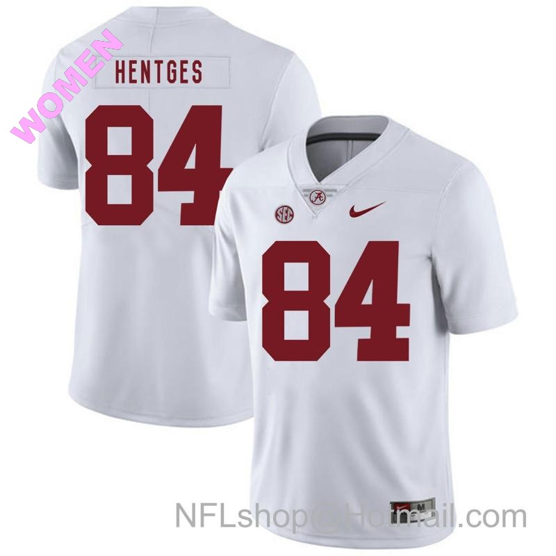 Women's Nike Alabama Crimson Tide #84 Hale Hentges College Football Jersey White