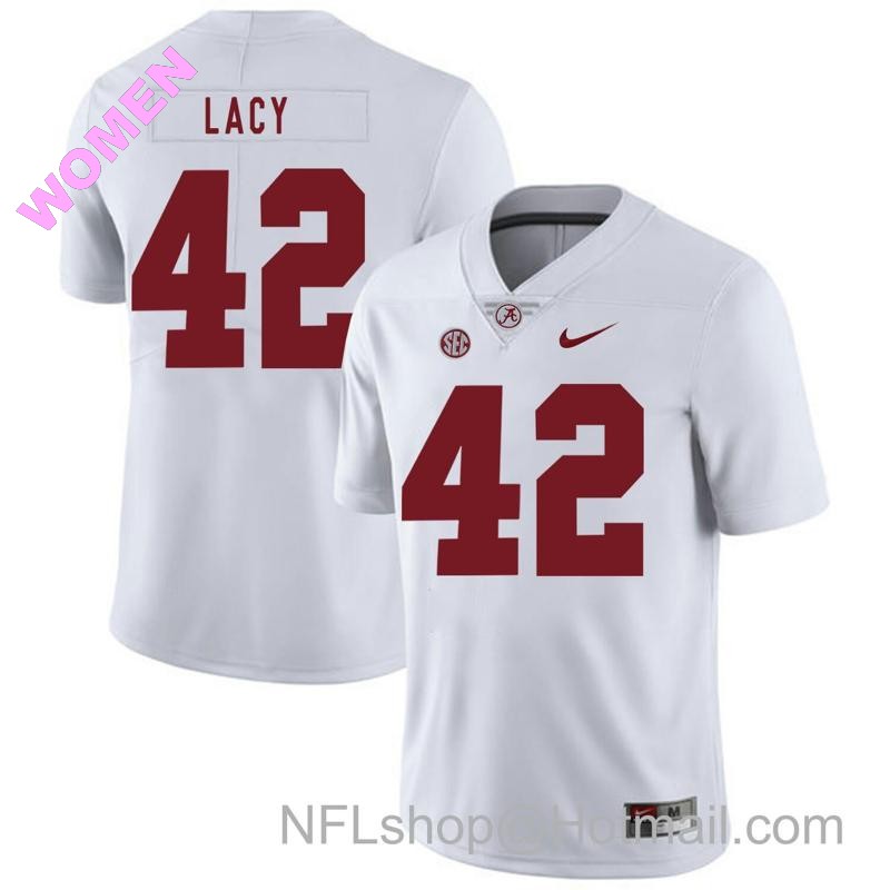 Women's Nike Alabama Crimson Tide #42 Eddie Lacy College Football Jersey White