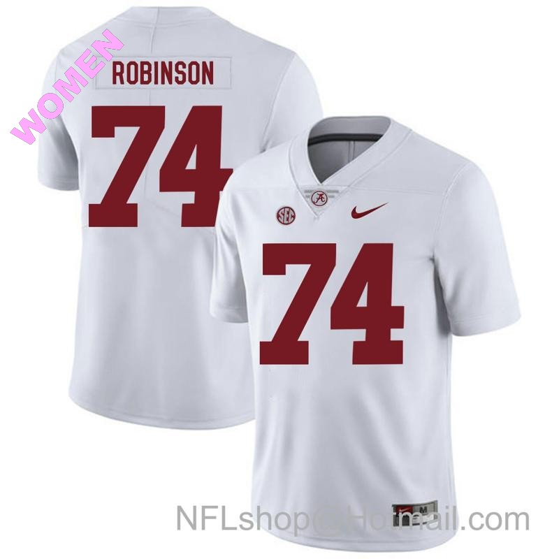 Women's Nike Alabama Crimson Tide #74 Cam Robinson College Football Jersey White