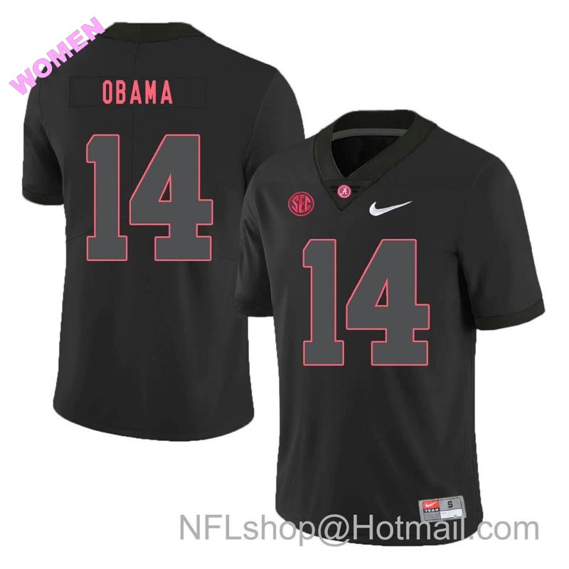 Women's Nike Alabama Crimson Tide #14 Barack Obama College Football Jersey Black